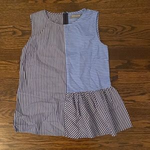 Asymmetrical blue stripped sleeveless blouse -XS